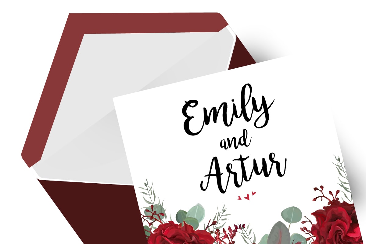 greeting card with red roses