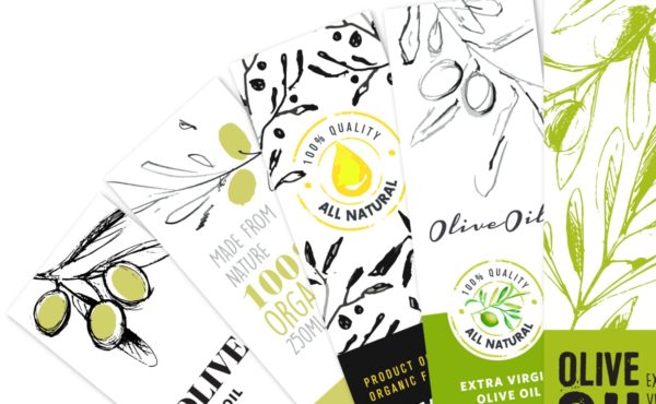 set of four olive oil labels