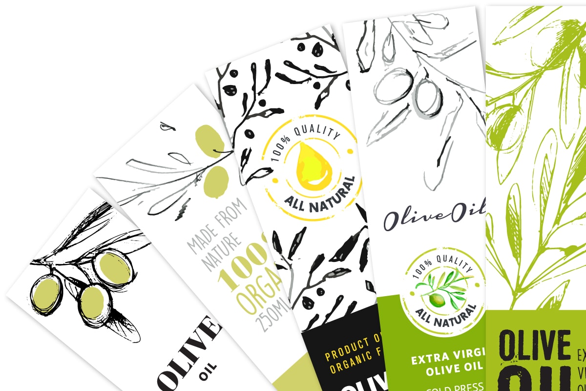 set of four olive oil labels