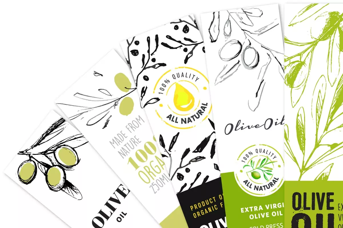set of four olive oil labels