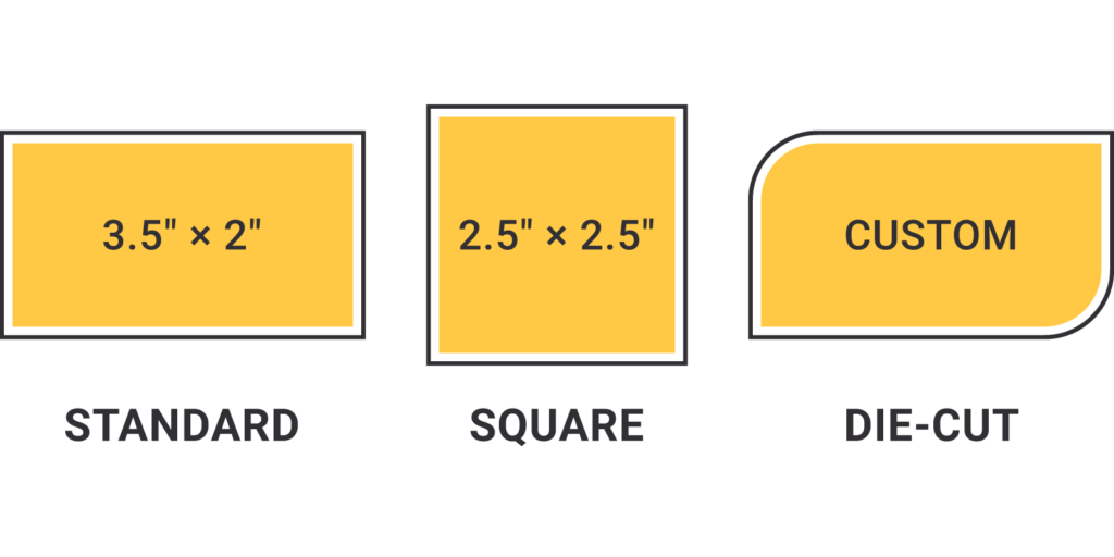 Business card die cut options and sizes