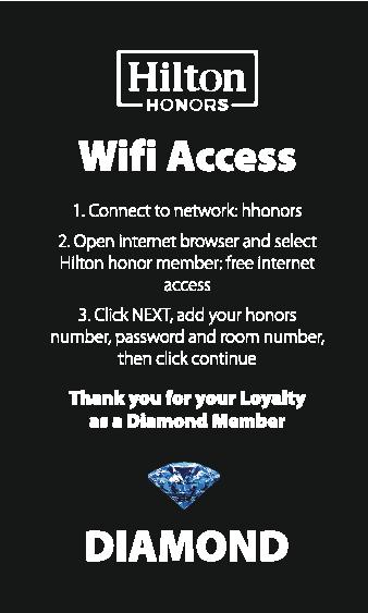 Hilton Honors in-room wifi card