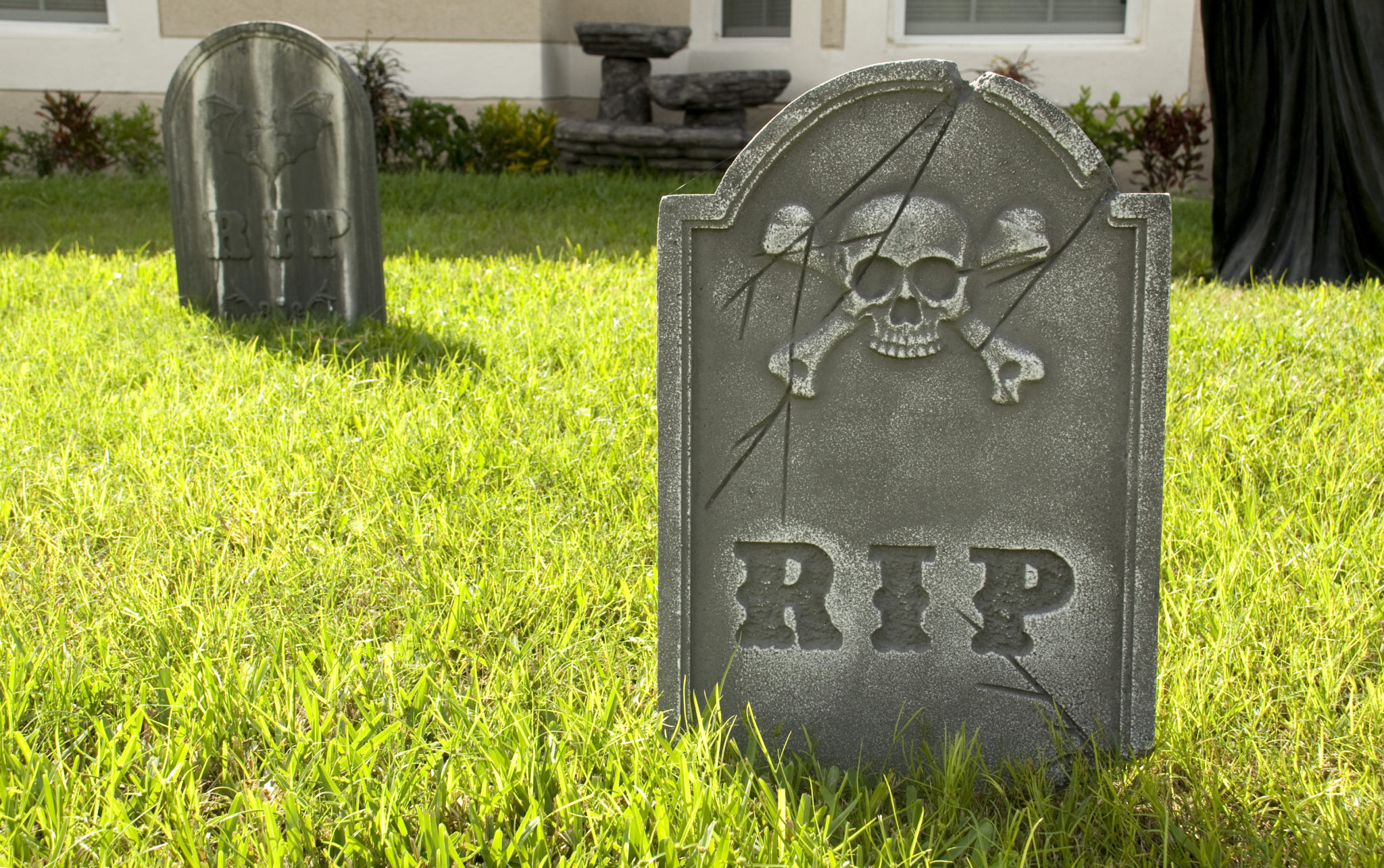 RIP Tombstone on Lawn