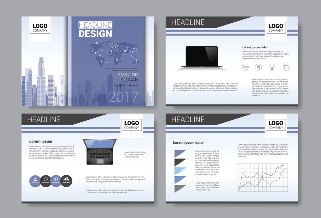 Template Design Brochure, Annual Report, Magazine, Poster, Corporate Presentation, Portfolio, Flyer Set With Copy Space