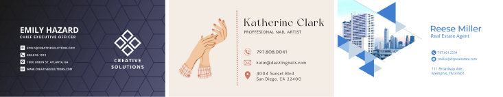 Examples of business cards