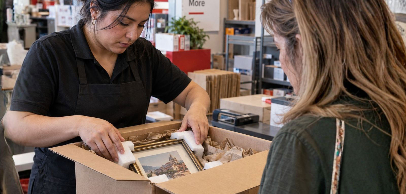 2 women packing holiday gifts